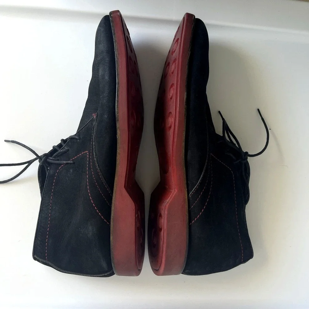 Donald J. Pliner Saks 5th Ave Mens Black Suede Ankle Boots Size 41 Red‎ Thread